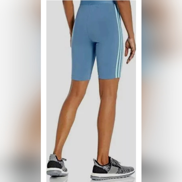 Adidas Women's Bike Shorts, 2 Tone 3 Stripes Altered Blue Graphic, Size 3X - Picture 2 of 5